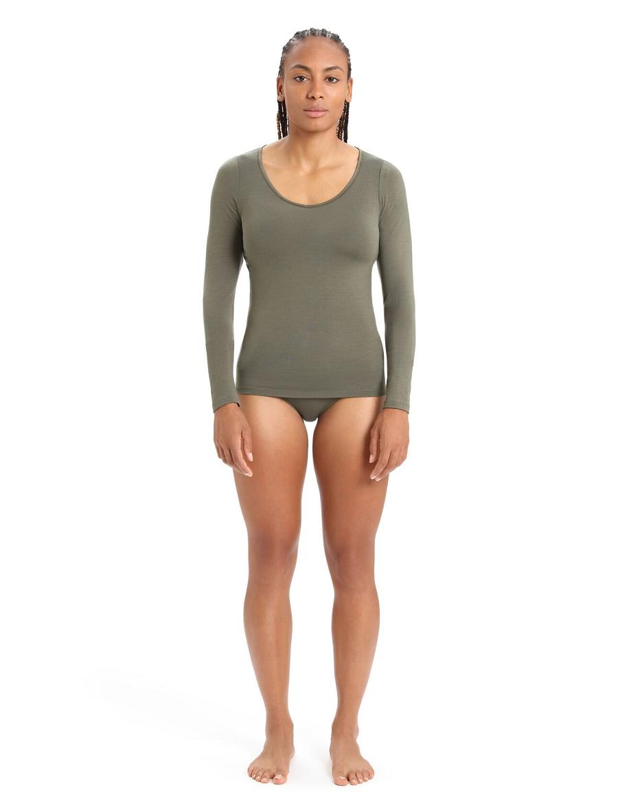 Bielizny Icebreaker Merino Siren Long Sleeve Sweetheart Top Damskie Oliwkowe | PL 1259TCEV